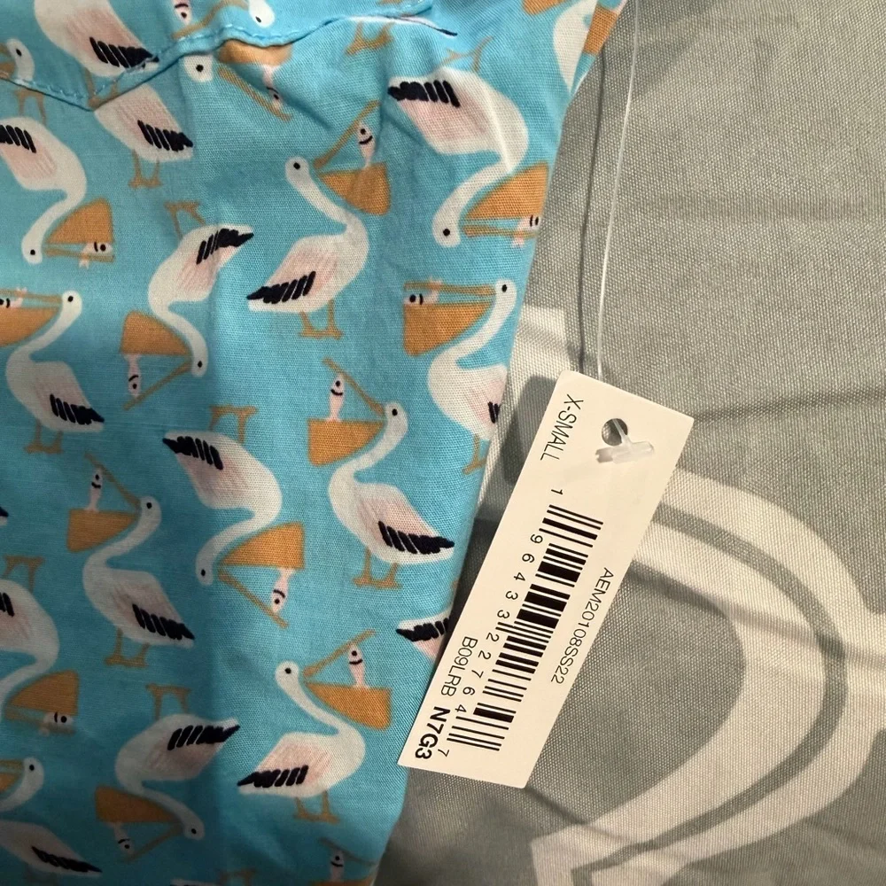 Amazon Essentials Teal Pelican Print Shirt - Picture 7 of 8